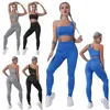 Kadın Fitngym Spor Asimetrik Tek Omuz Askılı Spor Üst Ve Yüksek Bel Pantolon Yaz Yoga Koşu Kıyafetleri için Set X0629