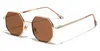 Fashion New Ladies Sunglasses Men Metal Gold Green Brown Male Octagonal Sun Glasses Polygon