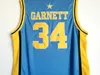 Homens Farragut Kevin Garnett High School Basketball Jersey 34 cor azul de cor respirável camisa para os fãs de esporte Top Universidade de algodão puro / alta qualidade à venda