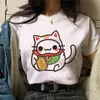 Japanese Cat T Shirt Women Clothes Summer Kawaii Tops Aesthetic Tshirt Ulzzang Casual Cartoon T-shirt Harajuku Female T-shirt G220310