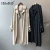 Moda Cor Sólida Mulheres Trench Coat Solta Dupla Breasted Windbreaker Senhoras Casual Casual Overcoat Abrigo Mujer 210508