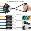 17PC / SET Fitness Resistens Tube Band Yoga Gym Stretch Pull Rope Exercise Training Expander Door Anchor med handtag Ankelband H1026