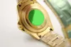 Reloj mecánico para hombre 116710 Business Casual Modern Gold Caja de acero inoxidable Green Side Ring Dial Calendario de 4 pines Correa con hebilla plegable