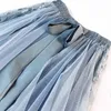 Fashion Tutu Tulle Skirt Women Long Maxi Skirt Korean Cute Bow High Waist Pleated Skirt Female School Sun Spodnica 210419