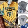 Rodeo Tijd Bull Head Print Harajuku T-shirt Dames Korte Mouw Vintage T-shirts Leuke Grafische Zomer Tops Vrouwelijke Vogue T-shirt 210401