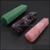 Findings & Components Charms Natural Semi-Precious Stone Furnishing Articles Prismatic Shape Aventurine Rose Quartz For Diy Jewelry Making H