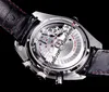 OMF A9900 Automatic Chronograph Mens Watch Moonwatch Black Dial Silver Hand 329.33.44.51.01.001 Leather Strap Super Edition Watches Puretime OM39