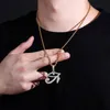 Hip Hop griffe réglage CZ pierre Bling glacé oeil d'horus pendentifs colliers pour hommes femmes rappeur bijoux goutte Pendant9868566