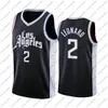 빈티지 망 2 Leonard Basketball Jersey Paul 13 George Lou 23 Williams Jerseys City 2021/22 블랙 에디션 크기 S-2XL