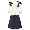 4XL plus size fashion women's suit chiffon one-shoulder blouse looks thin + two-piece skirt 210520