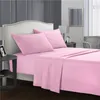 Solid Color Bed Sheet 4-Piece Set Microfiber Bedding PillowCase 3/4 pcs Sets ark Madrass täcker kuddar