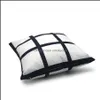 Bedding Supplies Textiles & Garden40*40Cm Blank Sublimation Pillow Case Black Grid Heat Transfer Throw Cushion Er Peach Skin Veet Home Sofa