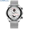 Top Brand CRRJU Men Watch Luxury Sports Chronograph Full Stainless Steel Waterproof Business Quartz Watch Relogio Masculino 210517
