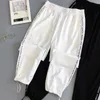 Outono hip hop preto casual harem calças primavera unisex esporte bf harajuku corredores fita esportes fita 210531