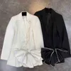 Летняя продукт Куртка с длинным рукавом Алмазная лук стройная однобортная кнопка Blazer Дамы V-образным вырезом Повседневная пальто 210525