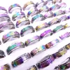 Wholesae 100PCs Lot Stainless Steel Spin Band Rings Rotatable Multicolor Laser Printed Mix Patterns Fashion Jewelry Spinner Party 2579