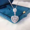 Eternal Heart Shape Pendant Halsband 925 Sterling Silver för Kvinnor Hollow Drape Sweater Neckalce Short Chain Fine Smycken