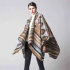 Women Sweater Geometric Puzzle Cape Europe And America Foreign Trade Simple Fashion Thickened Long Warm Shawl Travel 210427