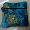 10 pezzi di fiore di peonia piccola cerniera borsa regalo gioielli quadrati borsa per bracciale in broccato di seta cinese porta carte di credito portamonete