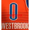 すべての刺繍0＃ウェストブルック2021オレンジバスケットボールジャージーカスタマイズメンズウーマンの若者は任意の番号xs-5xl 6xlベストを追加する