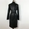 Sexy Knee-length Dress Long Sleeve Zip Pu Leather Bodycon 2021 Fall Winter Plus Size Velvet Korea Fashion Women Casual Dresses