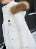 Koreański gruby płaszcz kobiety zima solidna futro kołnierz drukuj luźne kapturem dorywczo kobieta średniej długie kurtki 11860116 210527