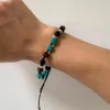 Perlenstränge SHIXIN Punk Türkis Armband Verstellbares geflochtenes Seil für Männer Mode Hip Hop Naturstein handgefertigter Webschmuck 2 Kent22