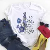 Women Plus Size 4XL Flower Floral Watercolor Cute Summer Ladies Kawaii Clothes Tees Top Graphic Printed Tshirt Female T-shirt X0527