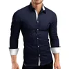 Men's Dress Shirts SHUJIN Long Sleeve Business Shirt Double Collar Season Fashion Party Office Work Slim 2022