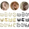 Fashion Gold Star Leaves Non-Piercing Ear Clip Örhängen för Kvinnor Enkel Fake Brusk Öron Manschett Smycken Tillbehör