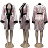 Kvinnors Dollar Printing SleepWear Robes Fashion Trend Långärmad Cardigan Straps Kort Kjolar Pyjamas Kvinna Casual Hem Kläder Nattklänning