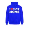 Cosie „I Love Hot Moms“, lustiges rotes Herz, Herren-Sweatshirt, klassische Rs Day-Kapuzenpullover mit langen Ärmeln