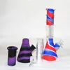 Silicone Bong hookahs portable Water Pipes glass ash catcher smoke unbreakable Color printing bongs