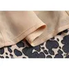 Mode Girl's Summer Slim Vintage Square Collar Side Spleet Leopard Print Vakantie Midi Jurk voor Vrouw 210508