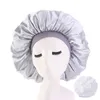 10pcs / lot dames femmes satin soie solide bonnet bonnets sommeil nuit casquette couvre-chef chapeau élastique extensible perm cheveux surdimensionné taille 345l