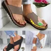 Kvinnor Skor Slipper PU Läder Comfy Platform Flat Sole Ladies Casual Soft Big Toe Foot Correction Sandal Ortopedic Bunion Corrector-C