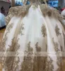2022 Szampan O Neck Quinceanera Dress Suknia Balowa Wielkopcjonista Z Długim Rękawem Frezowanie Formalne Suknie Prom Sweet 16 Dresses Suknie Urodzinowe