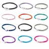 Kleurrijke lederen touw armband geweven ketting armband voor vrouwen met zilveren bedels fit pandora momenten enkele dubbele zwarte schuif