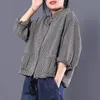 Spring Women Shirts Plus Size Losse Casual Lange Mouw Vintage Dames Tops Dubbele Pocket Cotton Linen Plaid Blouses D2 210512