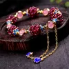 Fili di perline Boemia carino braccialetto etnico con pietra granato naturale multicerchio melograno multicolore lavorato a mano affascinante fulvo22