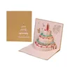 Greeting Cards 3D Happy Birthday Card For Girl Gift Up Cake With Music Light Envelope Postcard Anniversary Decor