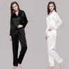 Womens Silk Satin 잠옷 세트 파자마 잠옷 잠옷 Loungewear S, M, L, XL, 2XL, 3XL Plus Solid __fit Alle Seasons 210809