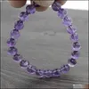 Bracelets porte-bonheur Bijoux Aessories 8Mm Simple Amethyst Bracelet Single Circle Drop Delivery 2021 R1Jqo