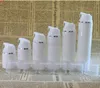 50ml transparent keps vit plastluftfria flaskor med silverlinje Tomt kosmetiska behållare Förpackningsverktyg 10st / Lotgood Qty