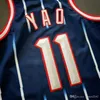 Custom Retro Yao # 11 Ming College Basketball Jersey Heren All Gestikt Blauw Elke maat S-3XL 4XL 5XL Naam of nummer Topkwaliteit