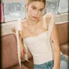 Kvinnors tankar Kvinnor Camis Kpop Korean Rose Sexig tank top Vita remmar Crop Tops Women Summer Slim Camisole Fashion Tube Kvinna