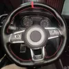 Auto stuurwielafdekking Hand-gestikt kunstleder voor 7 Golf R MK7 VW POLO GTI SCIROCCO 2015 2016