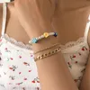 New Boho Gold Color Hand Bracelets for Women Charm Kpop Flower Pearl Beads Handmade Bracelet Set Punk Friends Jewelry