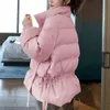 Jocoo Jolee Winter Women Cute Adjustable waist Parka Women Thick Warm Coat Korean Harajuku Stand Collar Jackets Plus Size 2XL 210518