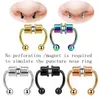 Nose ring horseshoe hoop false n ose rings stud magnetic diaphragm stainless steel artificial non perforated clip type colorful jewelry